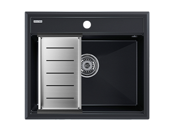 Кухонная мойка + коландер Paulmark PM115951-BLM+A375-BS 60х50 цвет черный